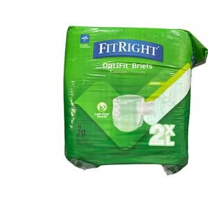 Medline FitRight OptiFit Adult Briefs Leak Stop Guards 2XL Pack of 20